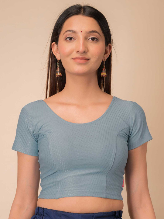 Bindigasm's Advi Self Design Cotton Stretchable Saree Blouse