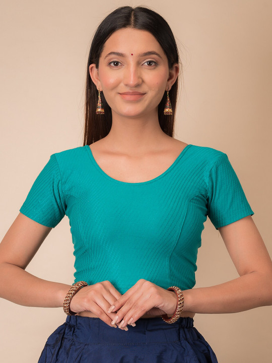Bindigasm's Advi Self Design Cotton Stretchable Saree Blouse