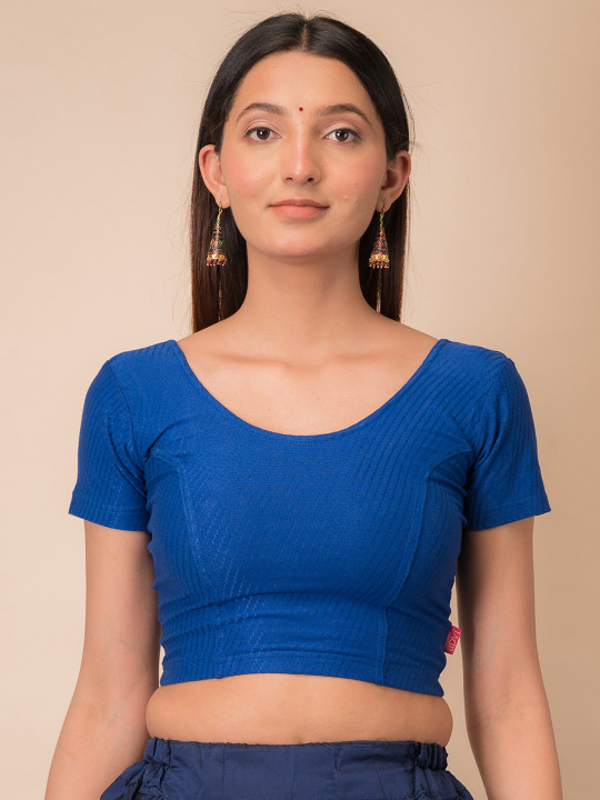 Bindigasm's Advi Self Design Cotton Stretchable Saree Blouse