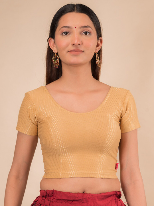 Bindigasm's Advi Self Design Cotton Stretchable Saree Blouse