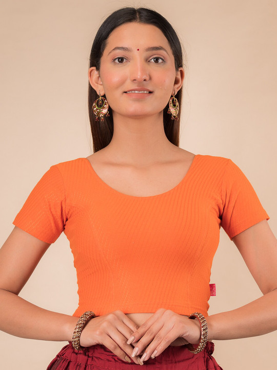 Bindigasm's Advi Self Design Cotton Stretchable Saree Blouse