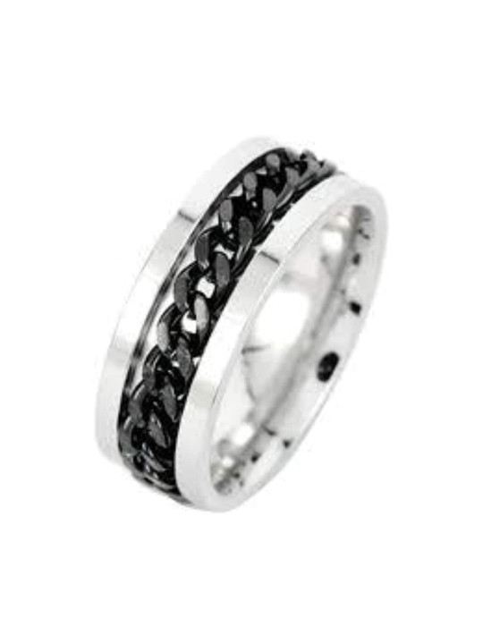 Roadster The Lifestyle Co. Men Silver Toned Jared Chain Stainless Steel Finger Ring