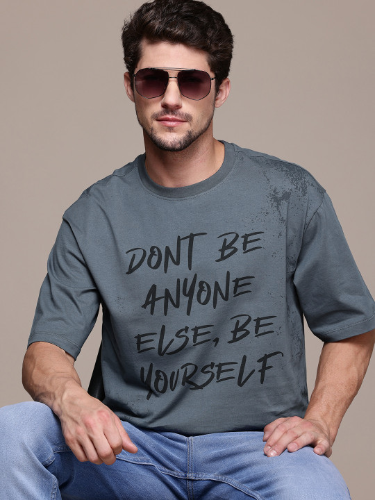 Roadster The Lifestyle Co. Men Printed Pure Cotton Relaxed Fit T-shirt