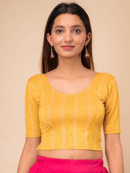 Bindigasm's Advi Ethnic Motifs Printed Stretchable Saree Blouse