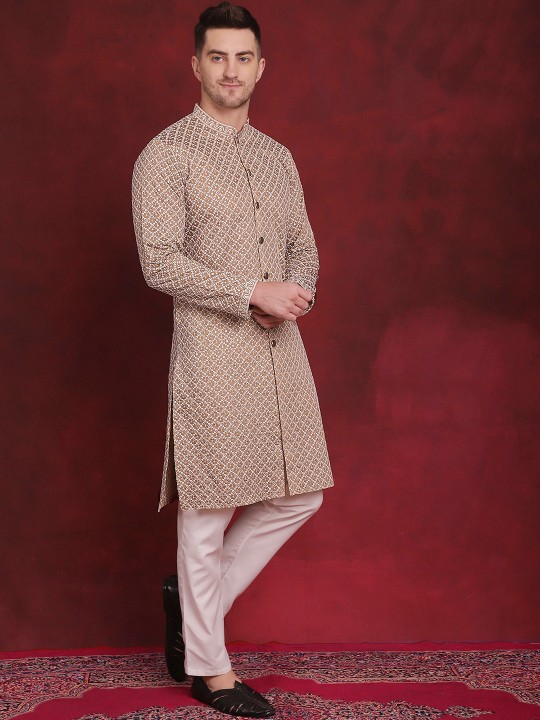 Embroidered Regular Sequinned Kurta with Pyjamas deal from myntra
