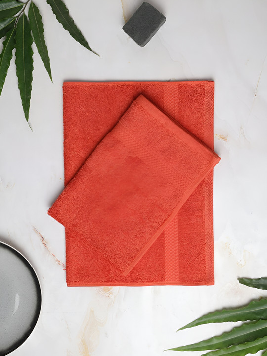 SPACES Colorfas Red 2 Pieces Pure Cotton Hand Towels