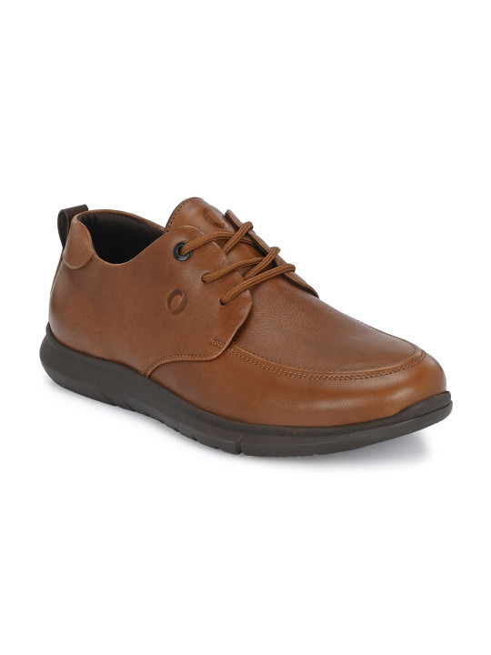 Egoss Men Textured Round Toe Comfort Insole Leather Lace-Ups Sneakers