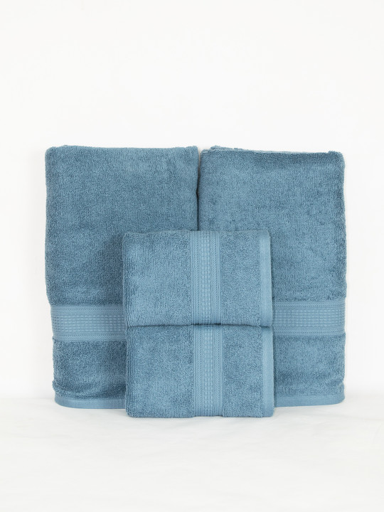 Aura Blue 4Pcs Cotton 550 GSM Towel Set