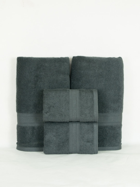 Aura Grey 4Pcs Cotton 550 GSM Towel Set