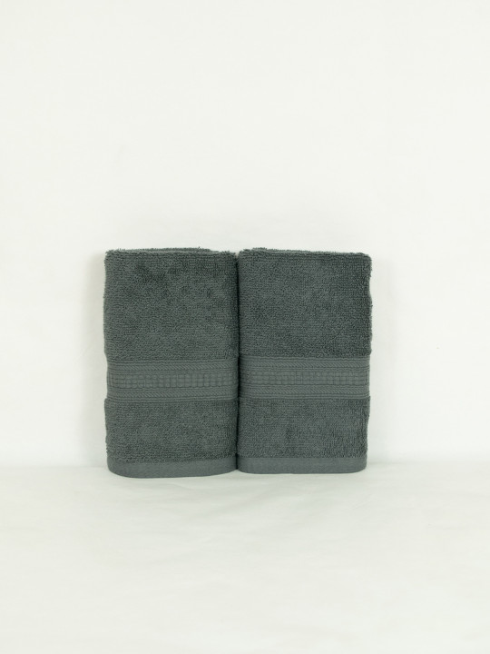 Aura Grey 2-Pcs 550GSM Pure Cotton Ultra Soft & Highly Absorbent Hand Towels
