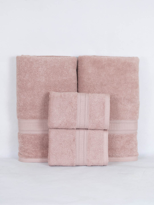 Aura Peach4 Pieces Cotton 550 GSM Towel Set