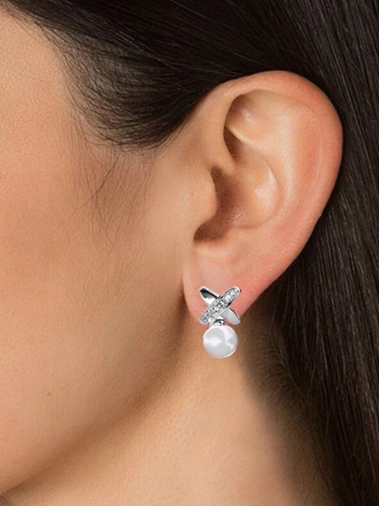 Shining Diva Fashion Silver Plated Crystal Studs
