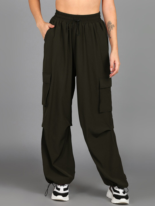 Roadster The Lifestyle Co. Women Baggy Fit High-Rise Parachute Jogger Trouser
