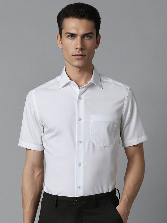 Louis Philippe Spread Collar Long Sleeves Cotton Formal Shirt
