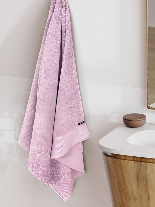 Sassoon Pink Solid Cotton 650GSM Super Soft Adult Regular Bath Towel-30x59In