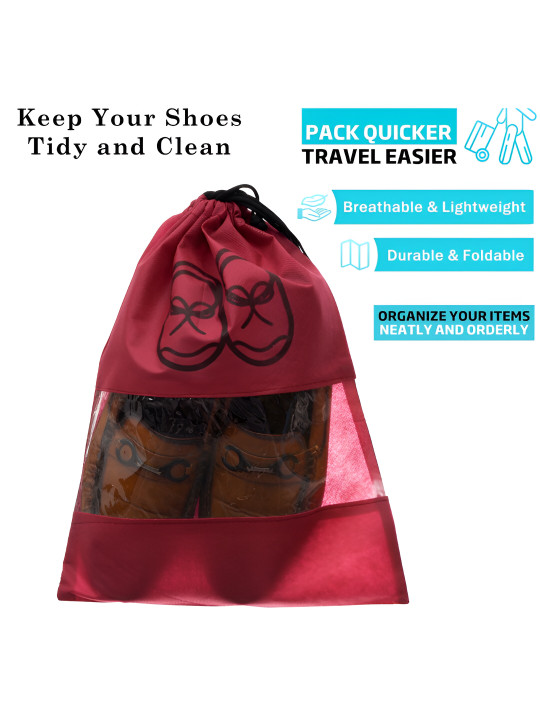 Kuber Industries Maroon 24 Pieces Regular Shoe Organisers with Clear window
