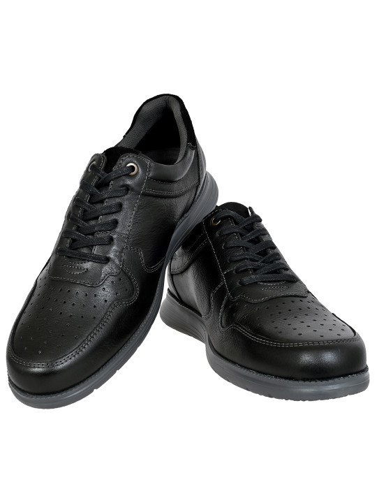 HX London Men Perforations Round Toe Lightweight Leather Sneakers