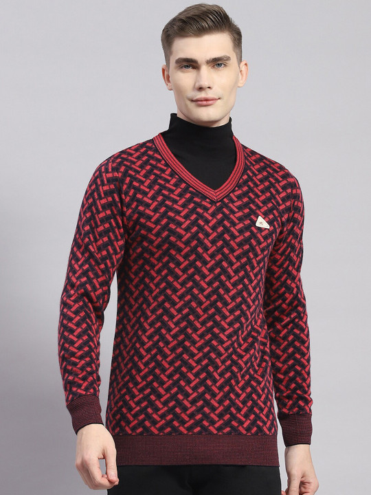 Monte Carlo Self Design Woollen Pullover Sweater