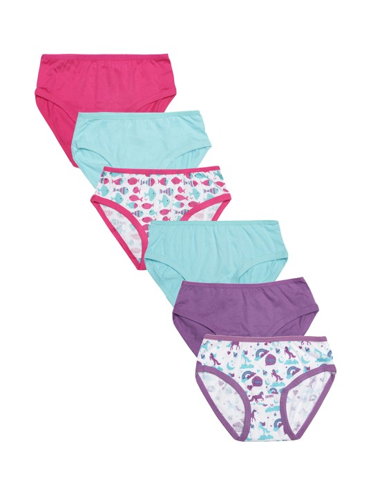 Girls Pack of 6 Briefs 1-2Y