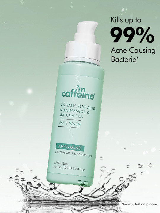 MCaffeine 2% Salicylic Acid Niacinamide & Matcha Tea Face Wash For Anti Acne - 100ml
