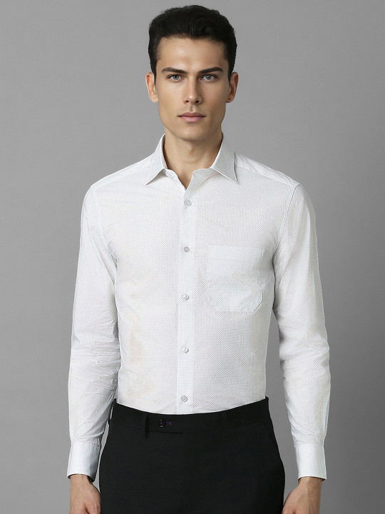 Louis Philippe Micro Ditsy Printed Cotton Formal Shirt