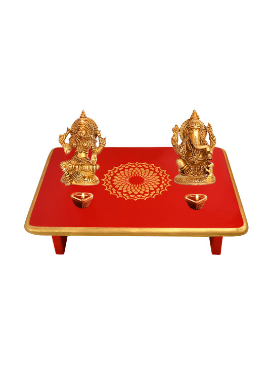 Lal Haveli Wood Easy to Clean Ganesh Chaturthi Chowkie