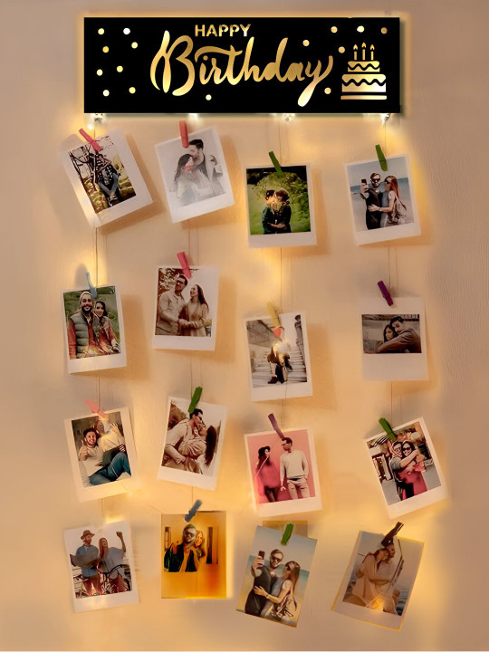 Black Wooden Photo Frame With Clips