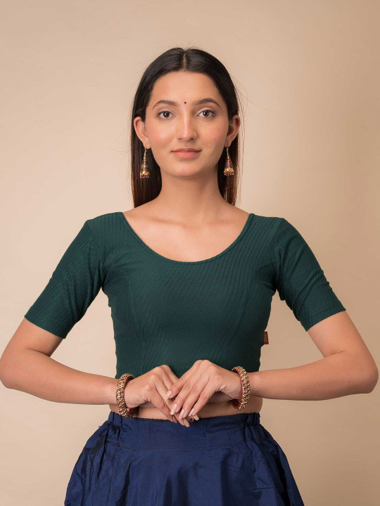 Bindigasm's Advi Woven Design Stretchable Cotton Saree Blouse