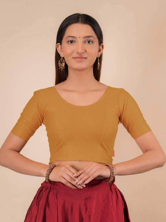 Bindigasm's Advi Woven Design Stretchable Cotton Saree Blouse