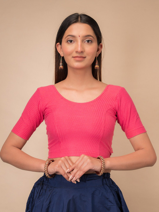 Bindigasm's Advi Woven Design Stretchable Cotton Saree Blouse