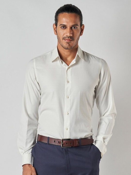 Bubber Blu Bubber Spread Collar Long Sleeves Cotton Formal Shirt