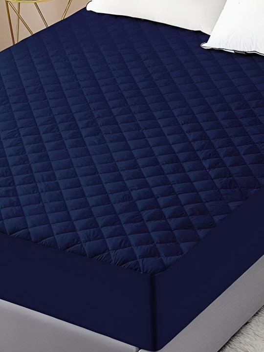 RF RELAXFEEL Blue Cotton Water Resistant Fitted King Size Mattress Protector