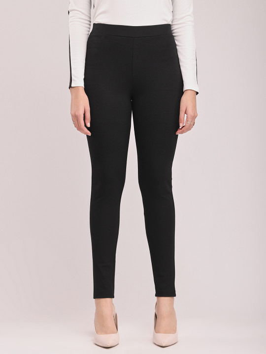 FABLE STREET Livin Skinny Fit Black Trousers