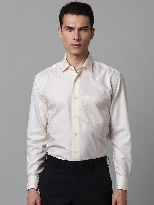 Luxure by Louis Philippe Spread Collar Abstract Printed Cotton Classic Fit Formal Shirt