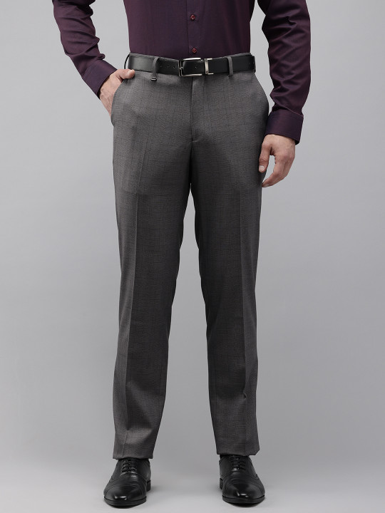 Van Heusen Men Checked Slim Fit Formal Trousers
