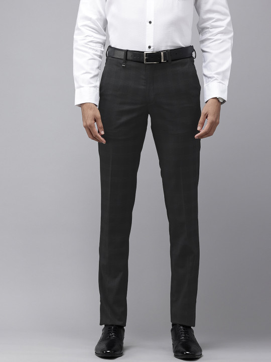 Van Heusen Men Checked Slim Fit Formal Trousers