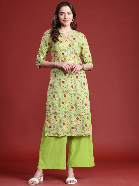 Anouk Printed Pure Cotton Kurta with Palazzos