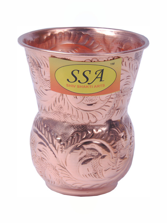 Shivshakti Arts Brown Easy to Clean Copper Water or Juice Glass 125ml