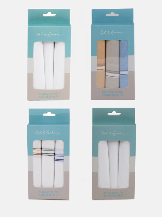 Mast & Harbour Pack Of 12 Cotton Handkerchiefs