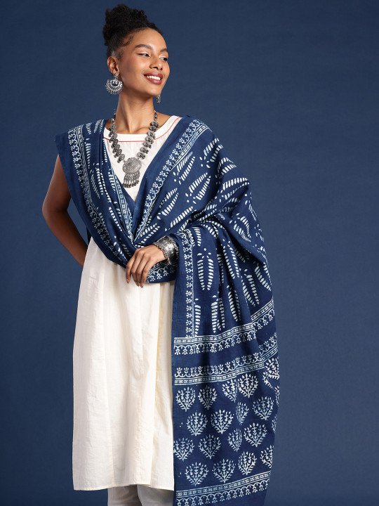 Taavi Ethnic Motifs Printed Block Print Dupatta