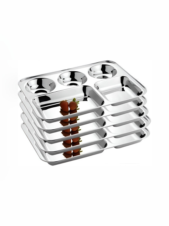 RBGIIT Steel 5 Pieces Stainless Steel Glossy Plates