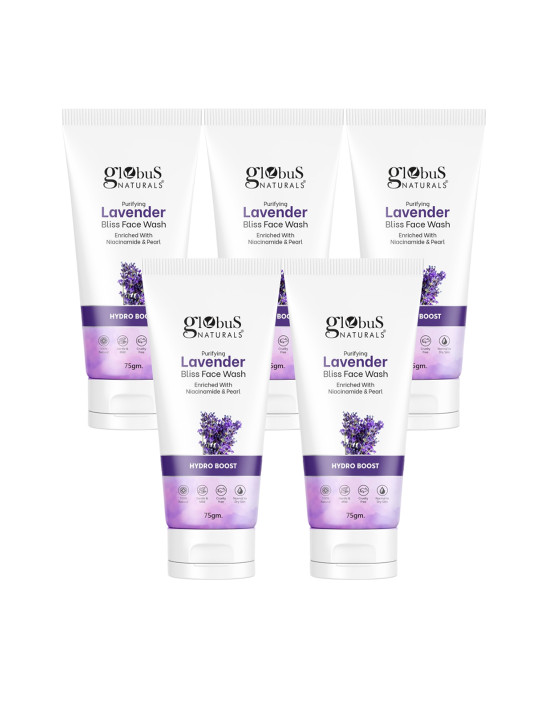 Globus naturals Set of 5 Purifying Lavender Bliss Face Wash with Niacinamide - 75 g each