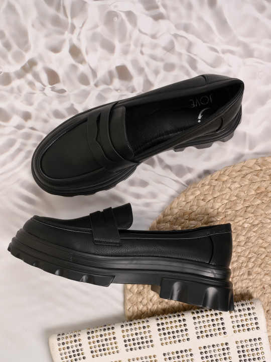 Jove Women Lightweight Heeled Penny Loafers