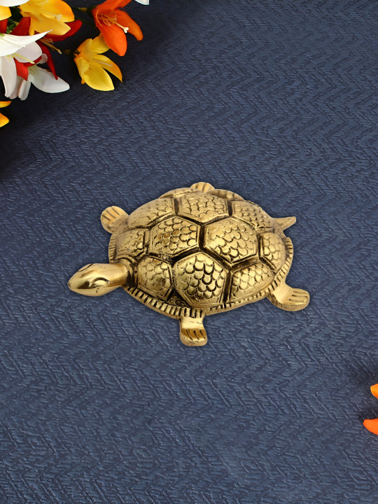 HANDICRAFTS PARADISE Gold-Toned Religious Tortoise Idol Showpiece