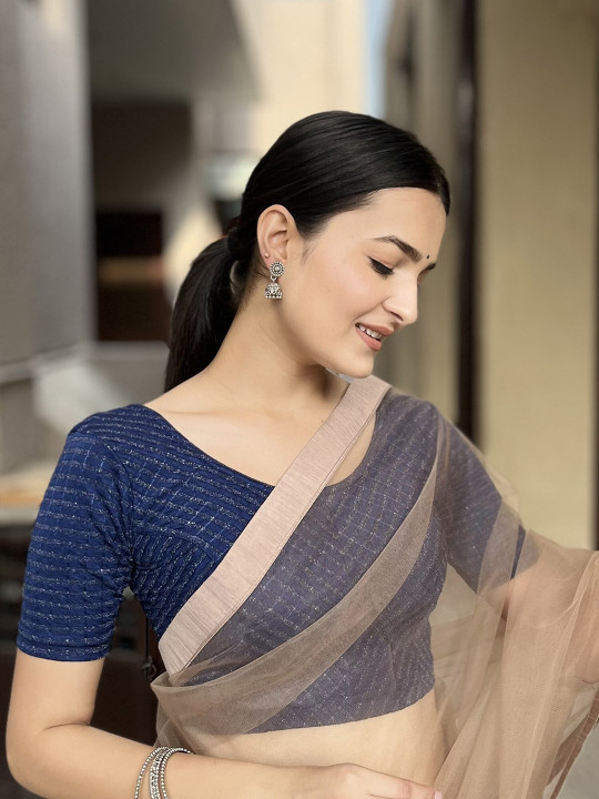 Bindigasm's Advi Striped Jacquard Saree Blouse
