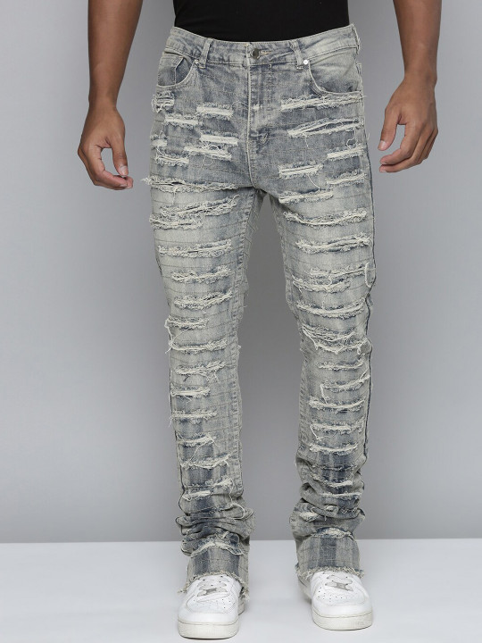 WAIMEA Men Hollywood Bootcut Highly Distressed Stretchable Jeans