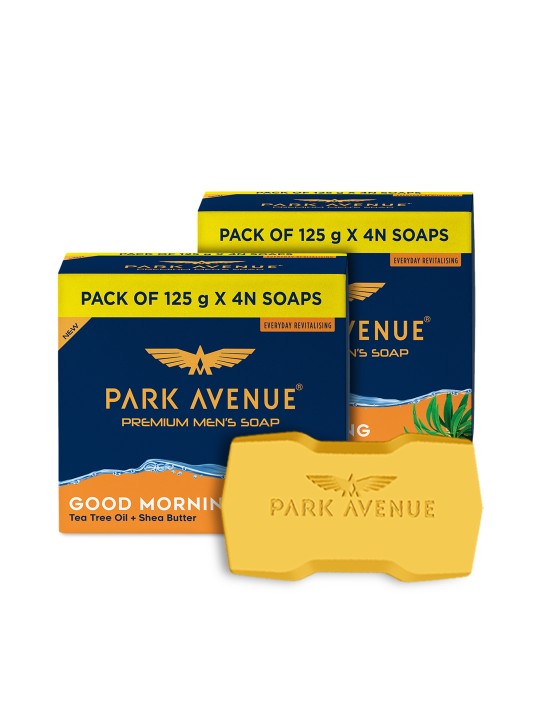 Park Avenue Men Set Of 8 Good Morning Premium Soap with Shea Butter & Tea Tree – 125g Each