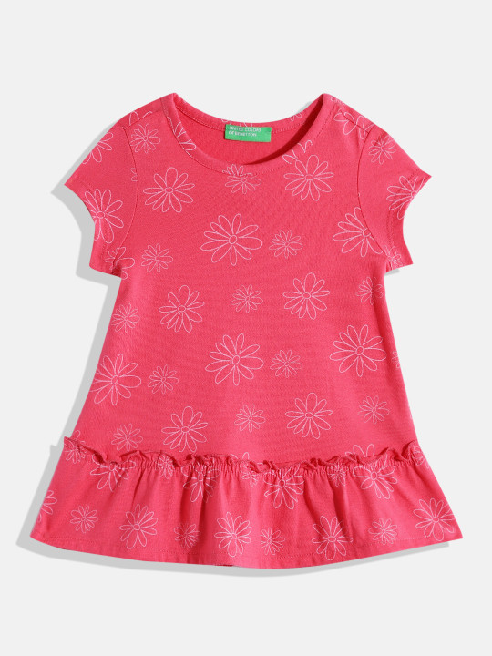 United Colors of Benetton Girls Brand Logo Detail Drop-Waist Dress