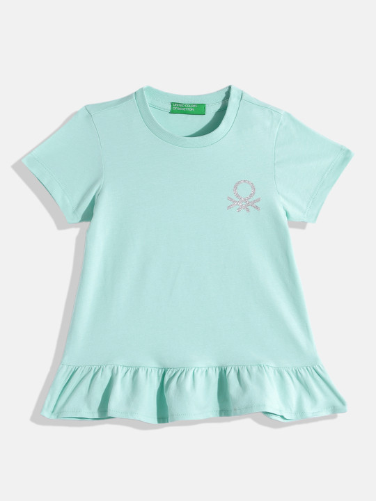 United Colors of Benetton Girls Brand Logo Print Detail A-Line Dress