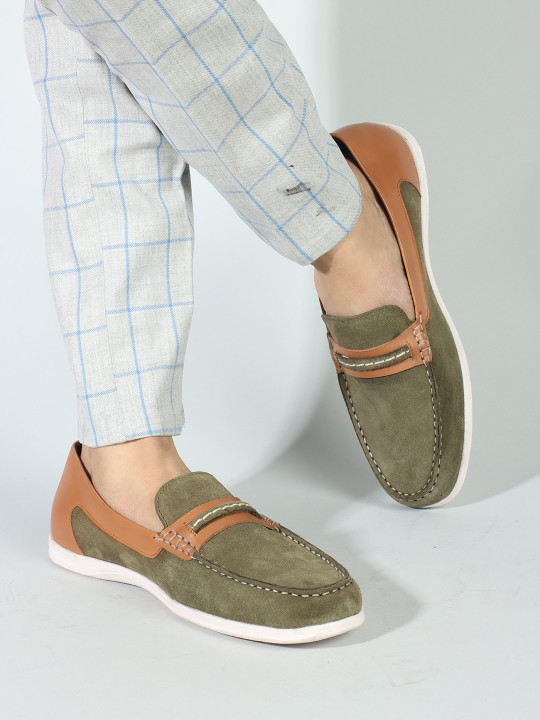 Carlton London Men Colourblocked Lightweight Leather Loafers